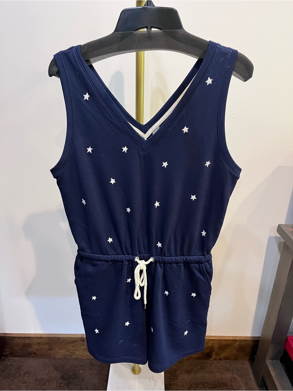 Lou & Grey Navy Romper with White Star Accents